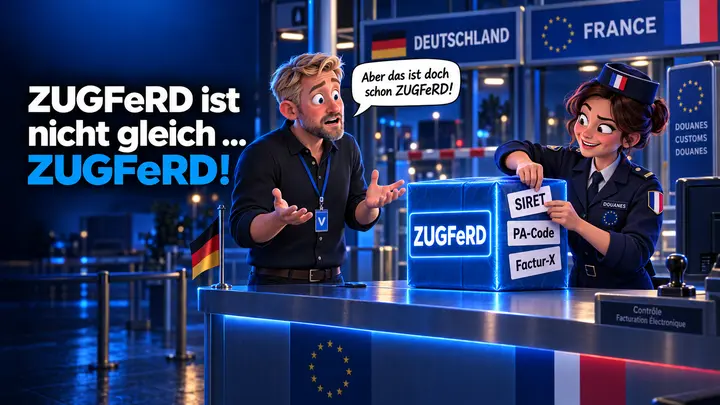 Ein deutsches ZUGFeRD-Paket erhält an der französischen Grenze zusätzliche Kennzeichnungen