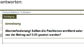 Rückfrage Positionen entfernen