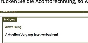 Frage nach dem Verbuchen