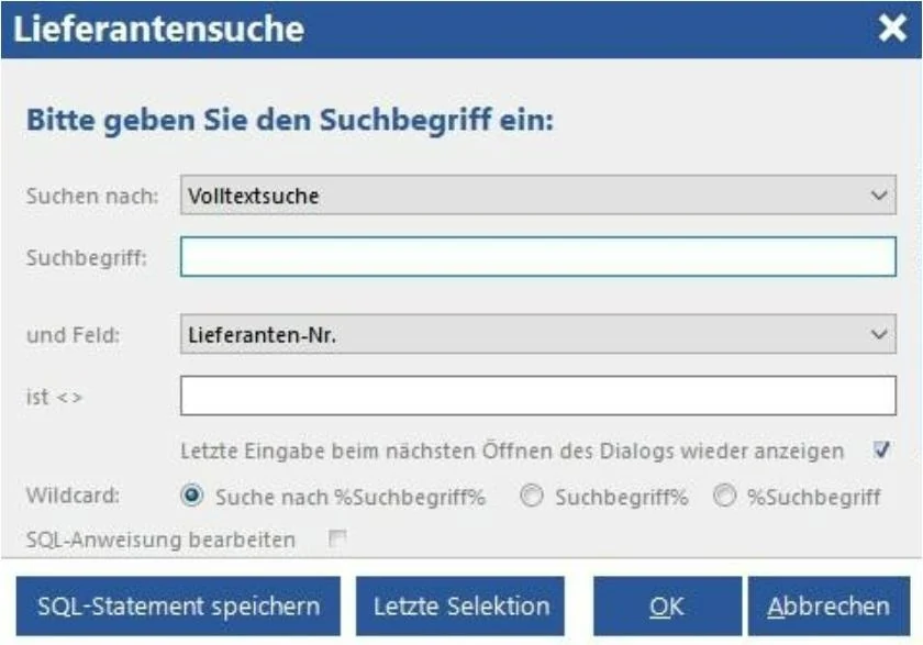Venalis Screenshot – 2.4. Lieferanten