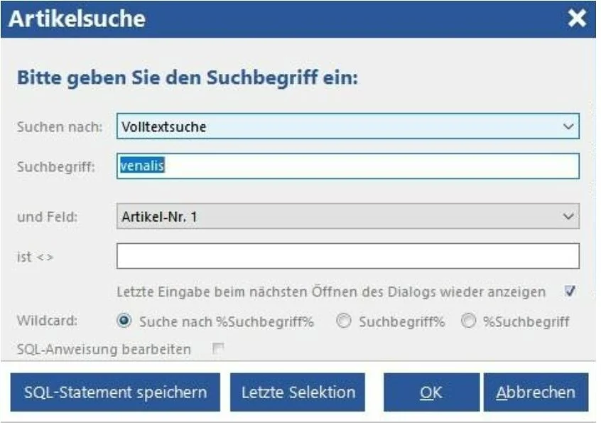 Venalis Screenshot – 2.1. Artikel