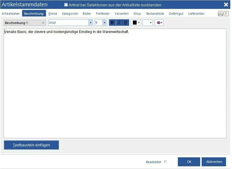 Venalis Screenshot – 2.1.2 Beschreibung