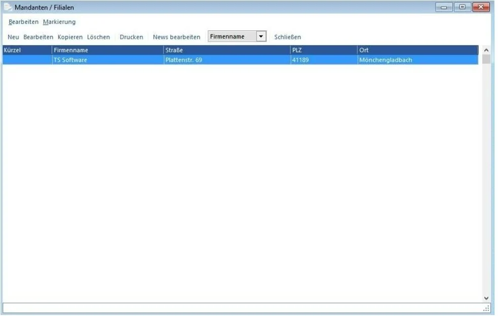 Venalis Screenshot – 2.2. Firmendaten & Filialen