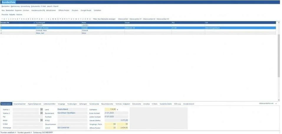 Venalis Screenshot – 2.3. Kunden