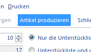 Schaltfläche Artikel produzieren